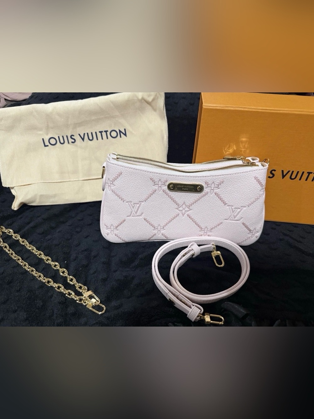 Louis Vuitton Light Pink Embossed Monogram Pochette Crossbody